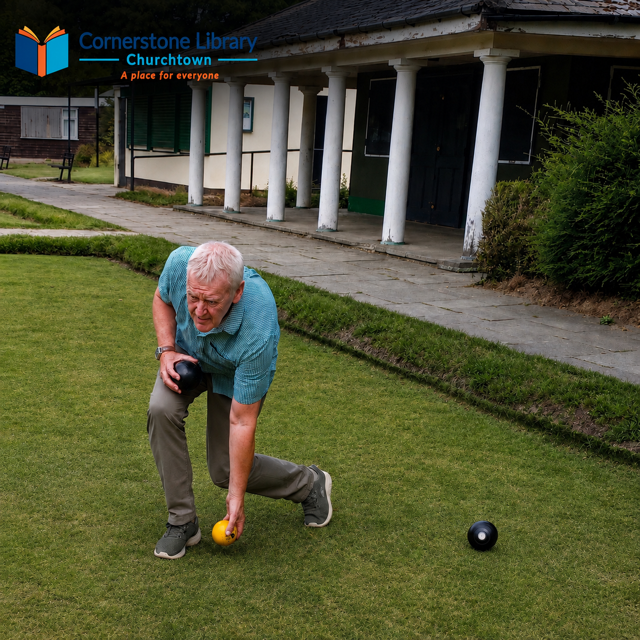 Derek Ainsworth playing crown green bowls